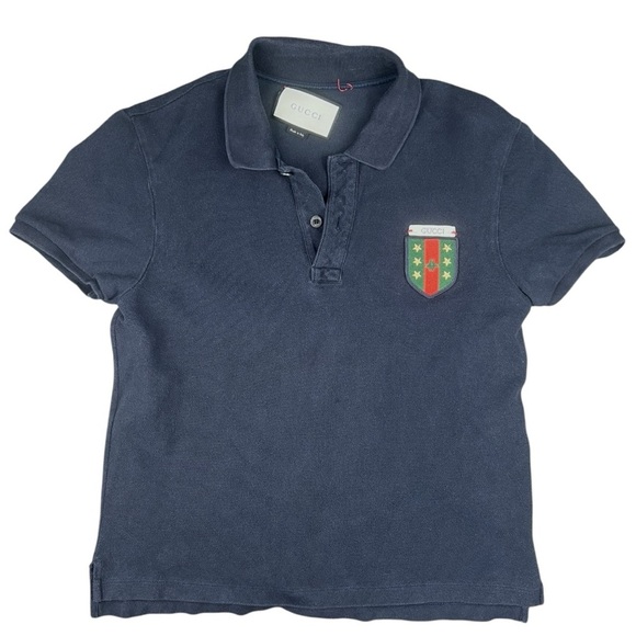 Gucci Men’s Short Sleeve 2018 Web Accent Navy Polo Shirt In Size Small - Picture 1 of 12